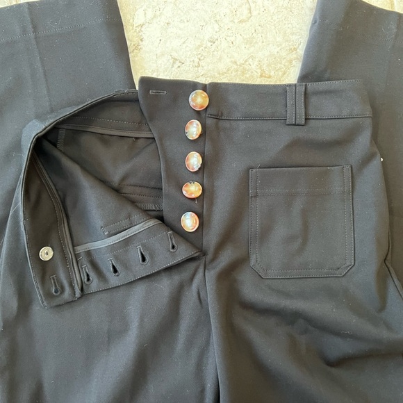 House of Harlow 1960 Wide Leg Button Front Patched Pockets Black Pants, 6 - Picture 4 of 7